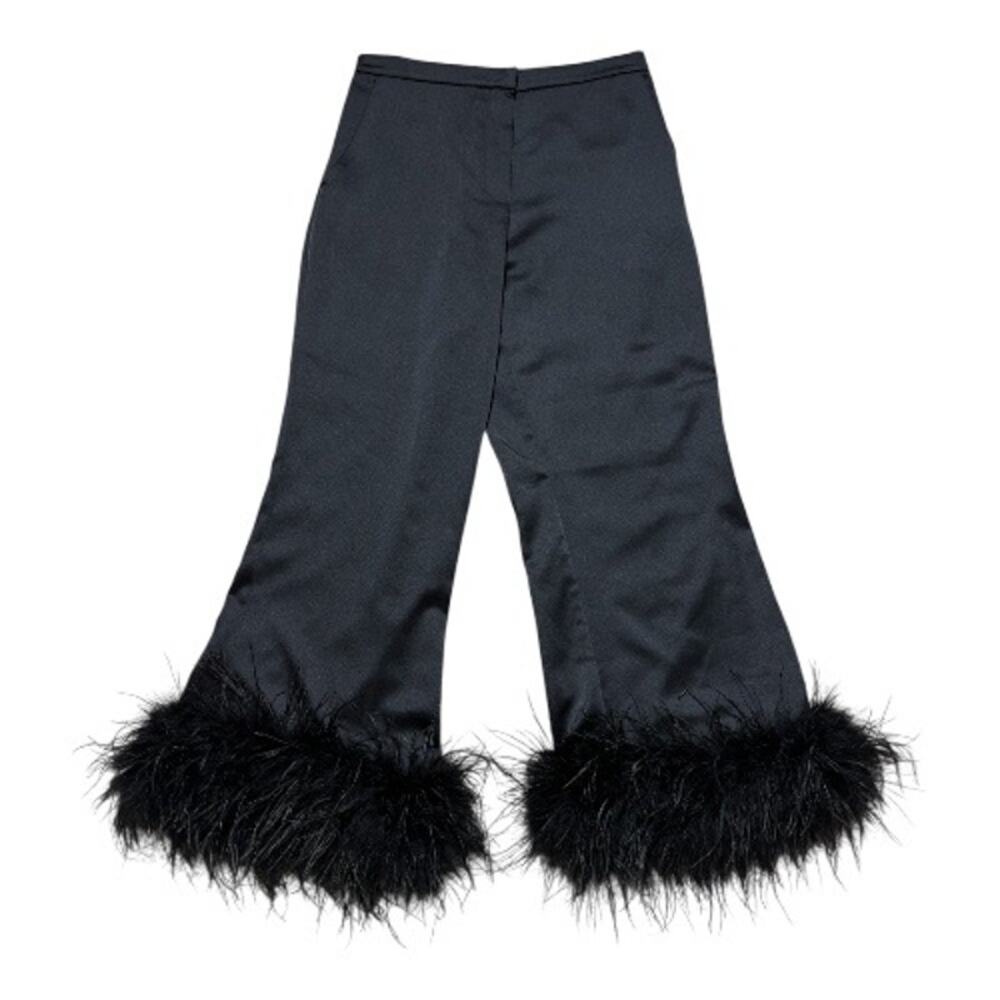 GiGii's NWT Satin Marabou Feather Hem Visby Trousers Size Small